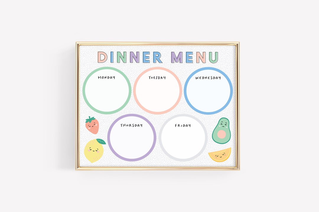 Cute Fruit Kids Dinner Planner · Printable Weekly Planner · Dinner Menu ...