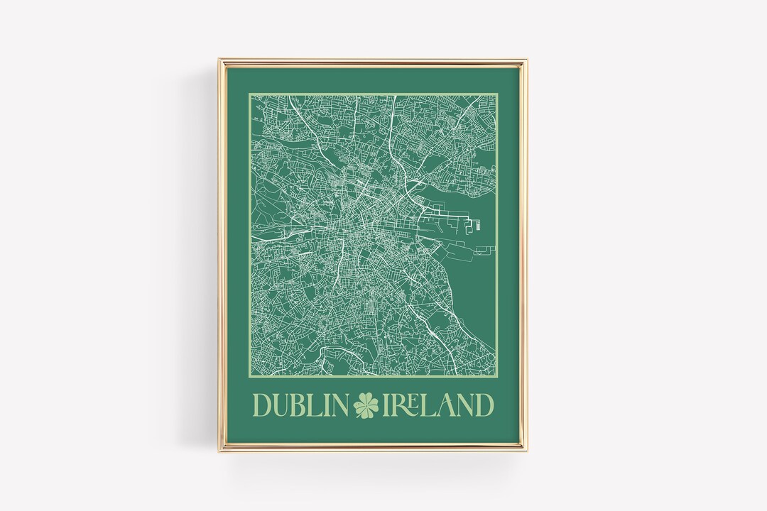 Dublin City Map Art Ireland Irish Maps Printable Dublin Map Poster St ...