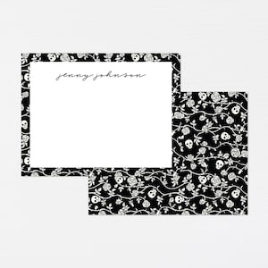 Papelaria Rose Skull · Presente de Monograma de Rosa Negra · Cartões de Nota Personalizados · Papelaria Personalizada de Halloween · Conjunto de Presente de Aniversário · DIGITAL OU IMPRESSO