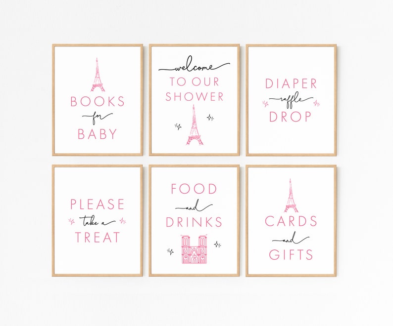 Paris Eiffel Tower Shower Sign Set · Bonjour Bebe French Shower ...