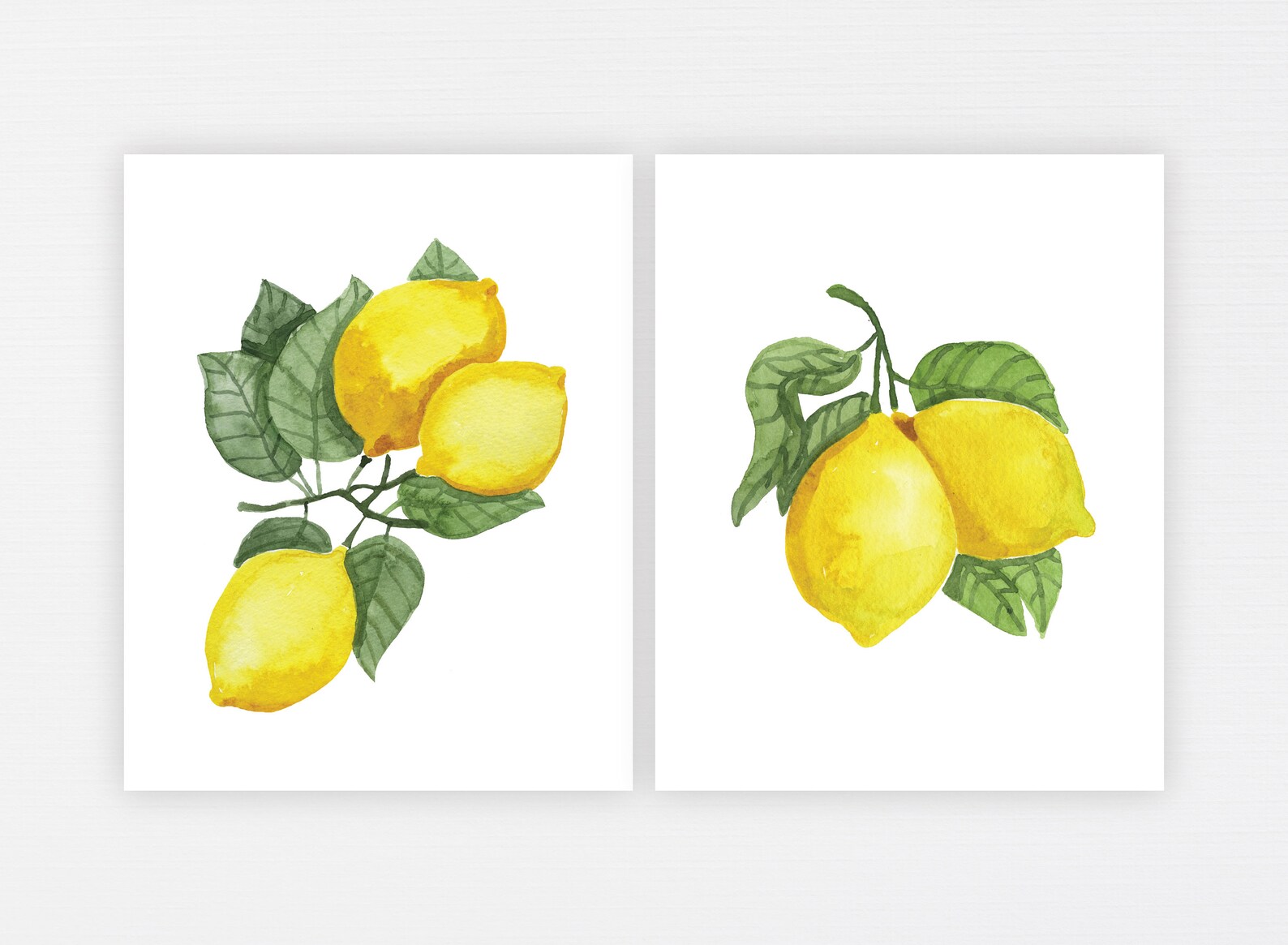 Lemon Prints Set of 3 Lemons Kitchen Print Set Dining Etsy