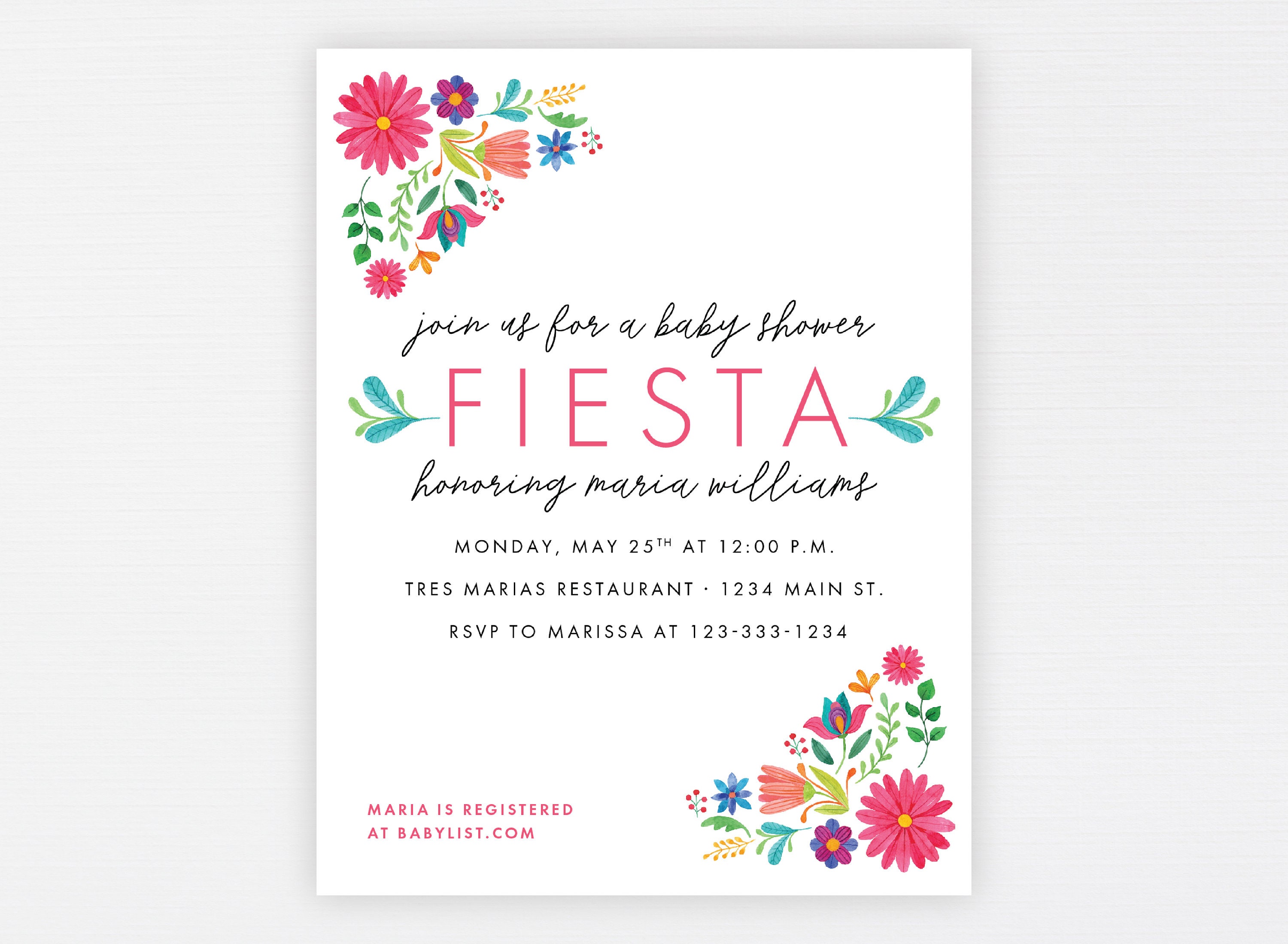 Fiesta Shower Invitation Mexican Floral Baby Shower Invite Simple Taco Bout a Baby Fiesta Baby Shower Theme DIGITAL OR