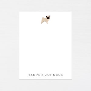 Papelería Pug · Tarjetas de notas para perros Pug · Regalo con monograma para amantes de los perros Pug · Papelería personalizada a medida para Pug · Juego de regalos Pug · DIGITAL O IMPRESO