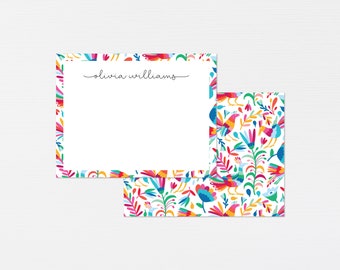 Mexican Otami Stationery · Fiesta Floral Monogram Gift · Custom Notecard Gift Set · Christmas Gift · Bespoke Stationery · DIGITAL OR PRINTED