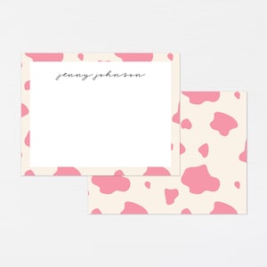 Papeterie vache rose · note personnalisée cow-girl vintage · cadeau monogramme · cadeau de demoiselle d'honneur · cartes pour lettres personnalisées occidentales · NUMÉRIQUES OU IMPRIMÉS