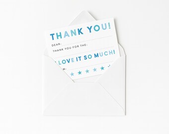 Kids Fill In the Blank Thank You Cards · Custom Personalized Thank You Note Card Set · Colorful Children's Stationery Set · PRINTED