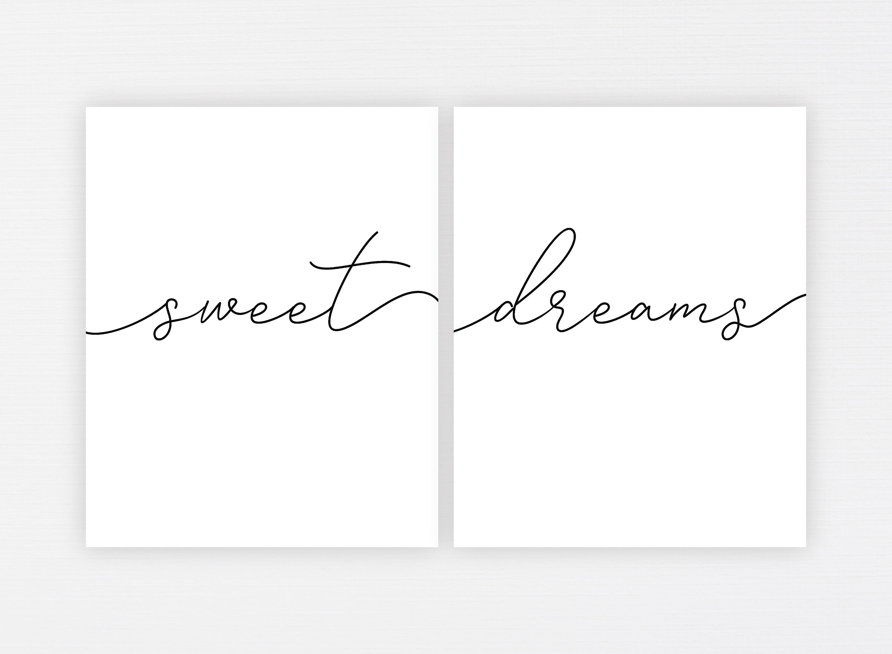 Sweet Dreams Print Set of 2 Printable Bedroom Art Above Etsy UK