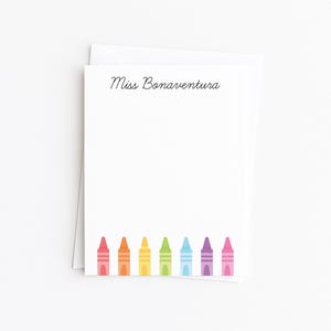 Personalized Stationery for Teacher · End of the Year Appreciation Gift · Custom Crayon Art Notecards · Minimal Gift Set Bespoke Stationery