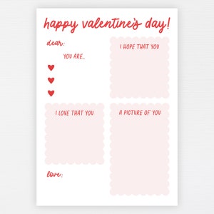 Valentine Fill in the Blank Card Printable Kids Valentine Mom Dad ...