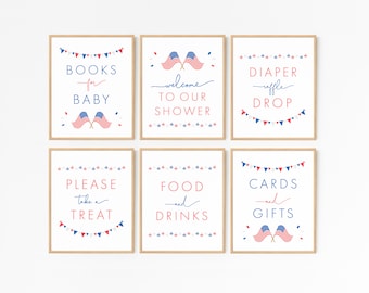 4 juli-bordenset babyshower · Rood, wit, blauw, afdrukbare feestdecoraties voor douche · Moderne patriottische Amerikaanse borden · DIGITAAL + CORJL