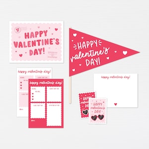 Valentine Decor Kit · Valentine&#39;s Day Pennant Flag · Party Printables · Neighbor Basket Banner Sign · Valentine Kids Gift Tags · DIGITAL