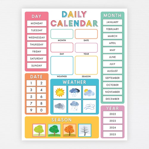 Perpetual Learning Calendar Printable Calendar Homeschool - Etsy