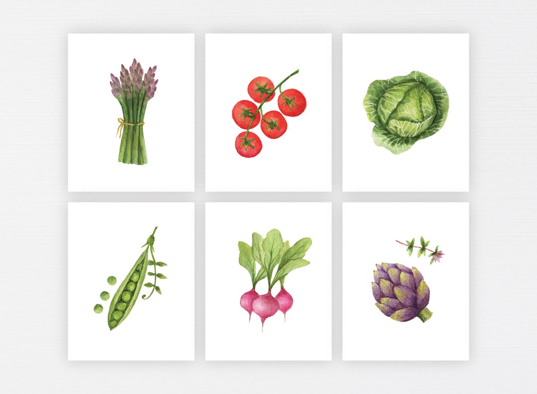 Vegetable Prints Set of 9 Modern Kitchen Decor Veggies Etsy