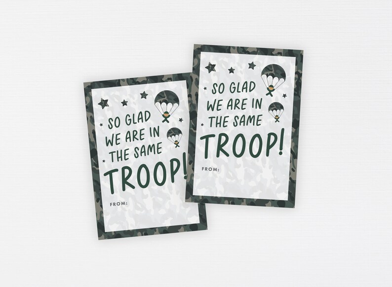 Army Parachute Valentine Tags Green Camo Army Man Printable - Etsy