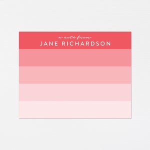 Rotes Ombre-Briefpapier · Weihnachten Personalisierte Dankeschöns · Rote kundenspezifische Grußkarten · Bunt gestreiftes maßgeschneidertes Briefpapier-Geschenkset · GEDRUCKT
