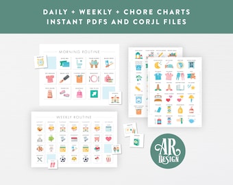 Daily Visual Routine Charts + Cards · Weekly Daily Chore Bundle · Routine Schedule Daily Kinder Preschool Printable · DIGITAL + CORJL