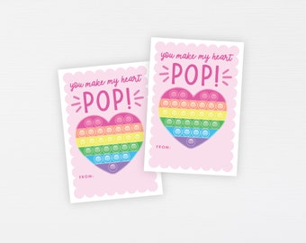 Pop It Kids Valentine Tags · You Make My Heart Pop Printable Classroom Valentine · Happy Valentine's Day Pop It Gift Tag · DIGITAL FILE