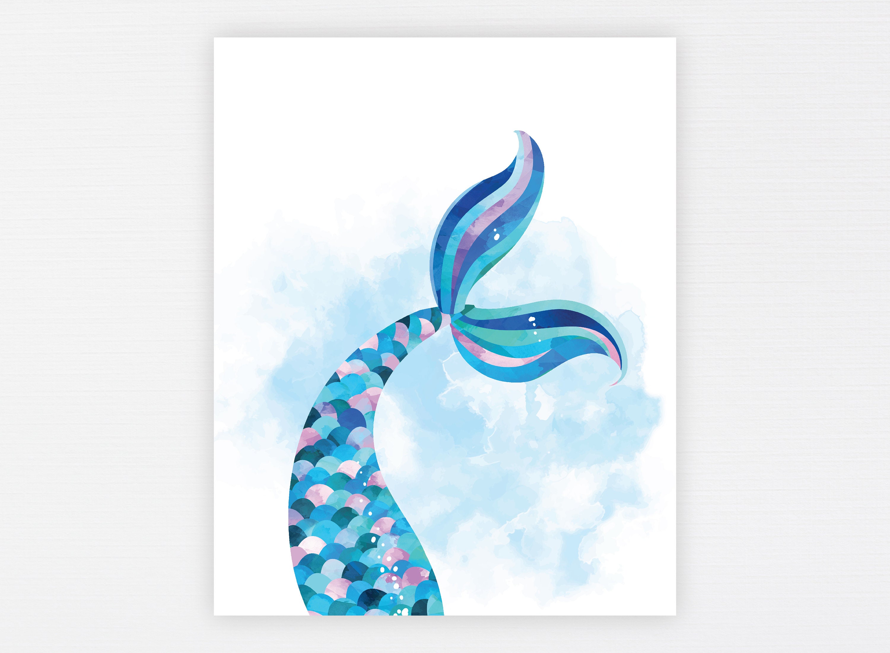 Mermaid Tail Prints Set of 6 Ocean Sea Nursery Theme | Etsy