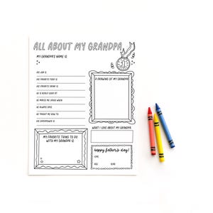 Gift for Father&#39;s Day · All About Grandpa Printable · Fill In Dad Interview Questionnaire · Father&#39;s Day Keepsake Gift Kid · DIGITAL + CORJL