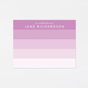 Lila Ombre Briefpapier · Personalisierte Dankesnotizen · Violette benutzerdefinierte Grußkarten · Bunt gestreiftes maßgeschneidertes Briefpapier · Geschenkset · GEDRUCKT