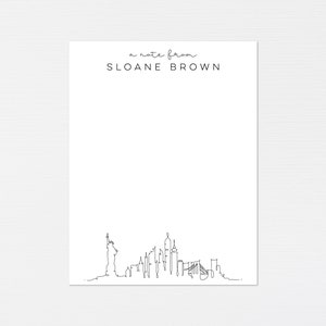 Op maat gemaakt briefpapier New York · Notitiekaart cadeauset reisbriefpapier · Aangepast cadeau New York · Minimale moderne skyline van Ny · DIGITAAL OF GEDRUKT
