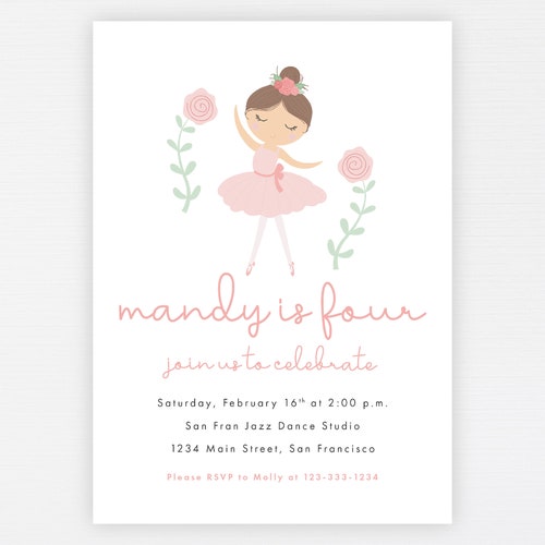 EDITABLE Ballerina Invitation Tutu Invitation Ballet Etsy