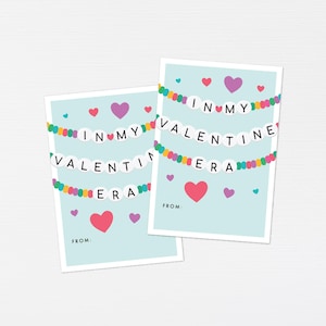 En mi era de San Valentín · Pulsera de la amistad para San Valentín · Etiqueta de regalo para el día de San Valentín con cuentas para imprimir para amantes de Swiftie · ARCHIVO DIGITAL
