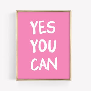 Yes You Can Art Print · Affirmation Poster · Colorful Mantra Bar Cart Art · Motivational Feminist Inspirational Home Decor · DIGITAL FILE