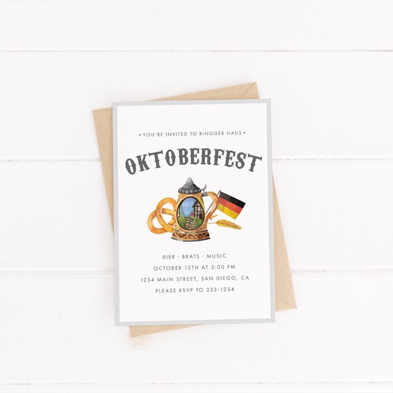 Oktoberfest Invitation Modern Oktoberfest Biergarten Etsy