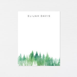 Wald Briefpapier · Alpine Bäume Monogramm Geschenk · Berge Individuelle Grußkarten · Maßgeschneidertes Briefpapier · Geburtstagsgeschenk Set · DIGITAL ODER GEDRUCKT
