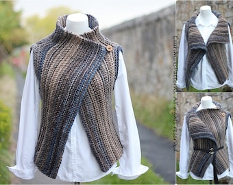 Knitting PATTERN-Inca wrap, womens sleeveless jacket, seamless beginner cardigan pattern - Listing49