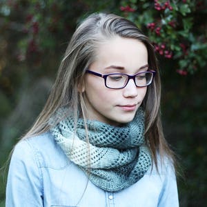 KNITTING PATTERN - Spirit infinity diagonal lace scarf, womens scarf pattern cowl snood - Listing11