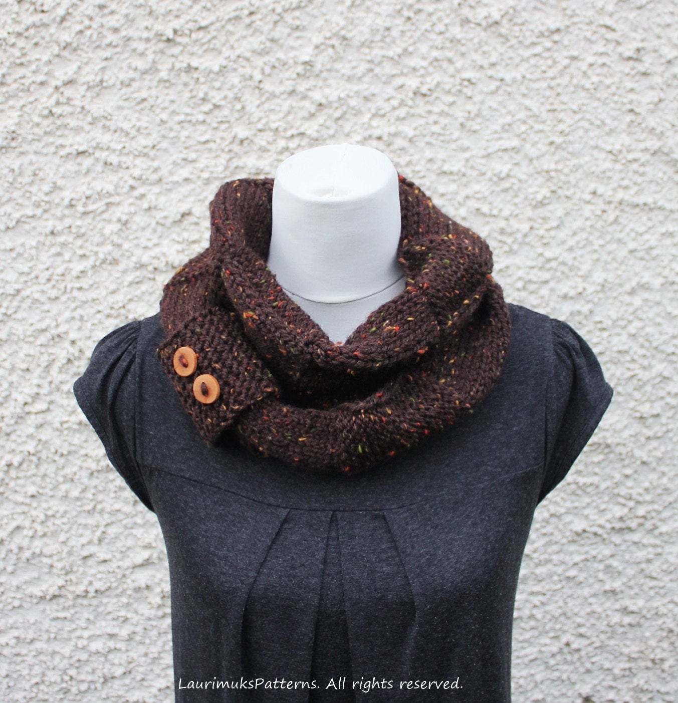 Amelia Tweed Scarf Knitting Pattern – Basket Weave Button Cuff (PDF ...