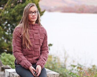 Knitting PATTERN - Rouille sweater pullover, womens teens knitted bulky jumper - Listing94