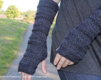 knitting pattern - extra long mittens, arm warmers - Listing09