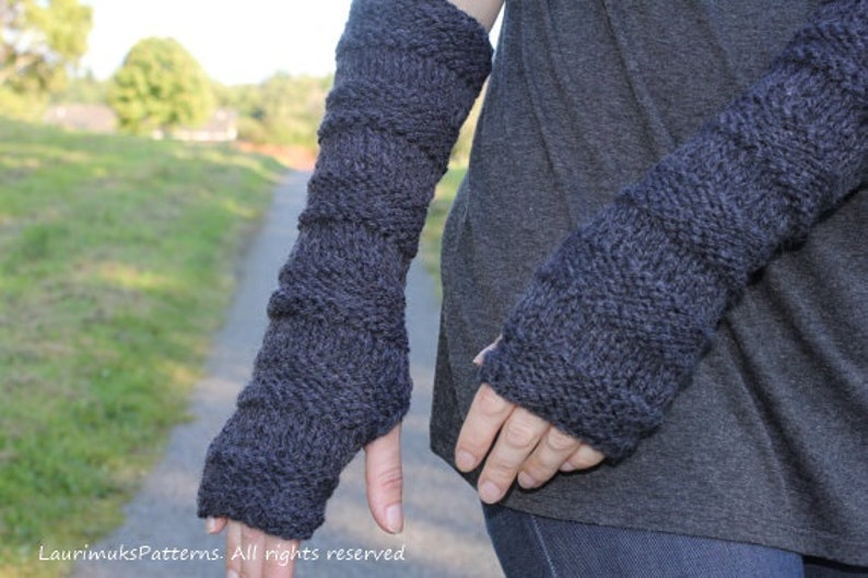 knitting pattern extra long mittens, arm warmers Listing09 image 1