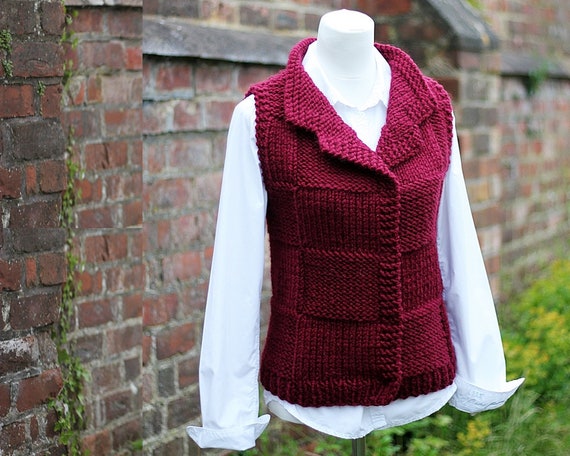 Knitting Pattern Bordeux Jacket Womens Teens Sleeveless Cardigan Super Bulky Knitting Listing45