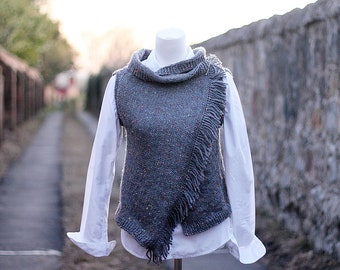 Knitting PATTERN - Eigg wrap, womens sleeveless jacket, seamless beginner cardigan pattern, in English only - Listing112