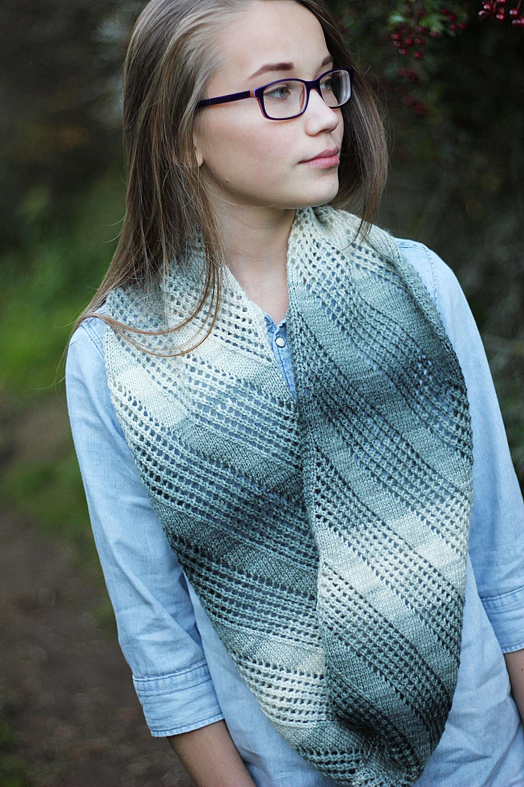 Diagonal Lace Infinity Scarf Knitting Pattern – Spirit Cowl (PDF ...
