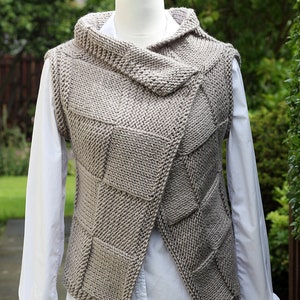 Tricot PATTERN Clay wrap, veste sans manches pour femmes, modèle de cardigan débutant sans couture Listing80 image 5