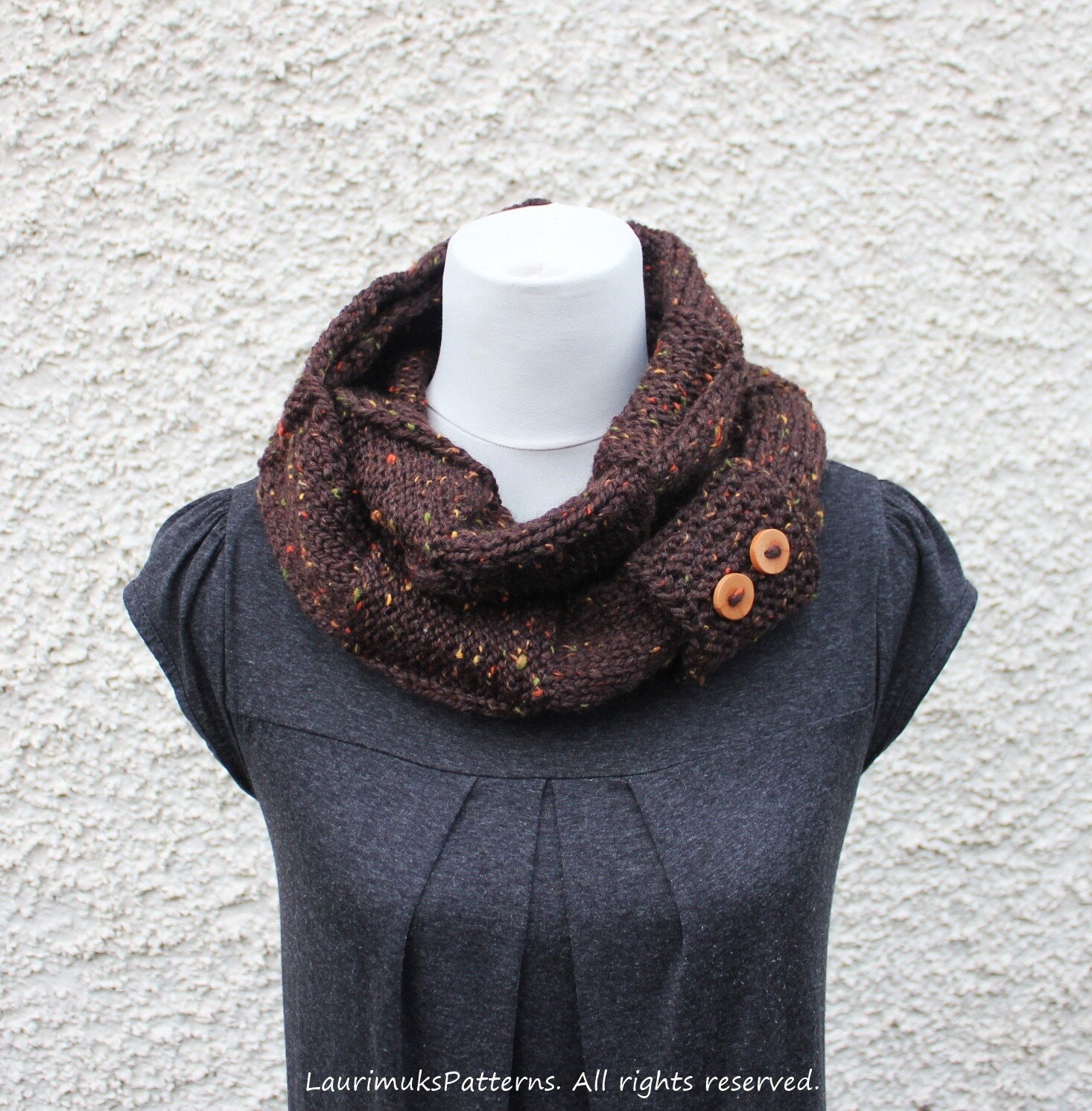 Amelia Tweed Scarf Knitting Pattern – Basket Weave Button Cuff (PDF ...