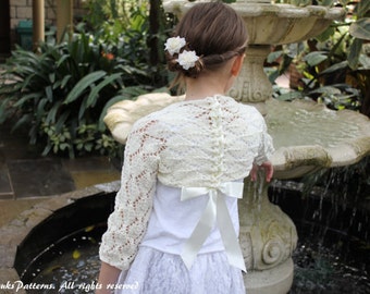 Knitting pattern - Girls Lace Shrug with ribbon 1 - 12years  - Listing62