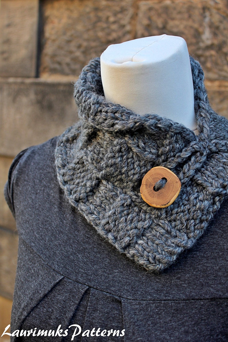 Knitting Pattern Button Collar Neckwarmer Listing146 Etsy