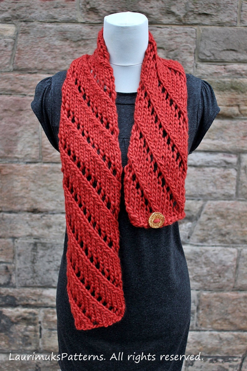 Écharpe laineuse en dentelle diagonale motif tricot pour femmes, Listing137 image 3