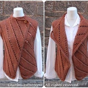 Knitting PATTERN - The Bronze wrap, womens sleeveless jacket, cardigan - Listing142