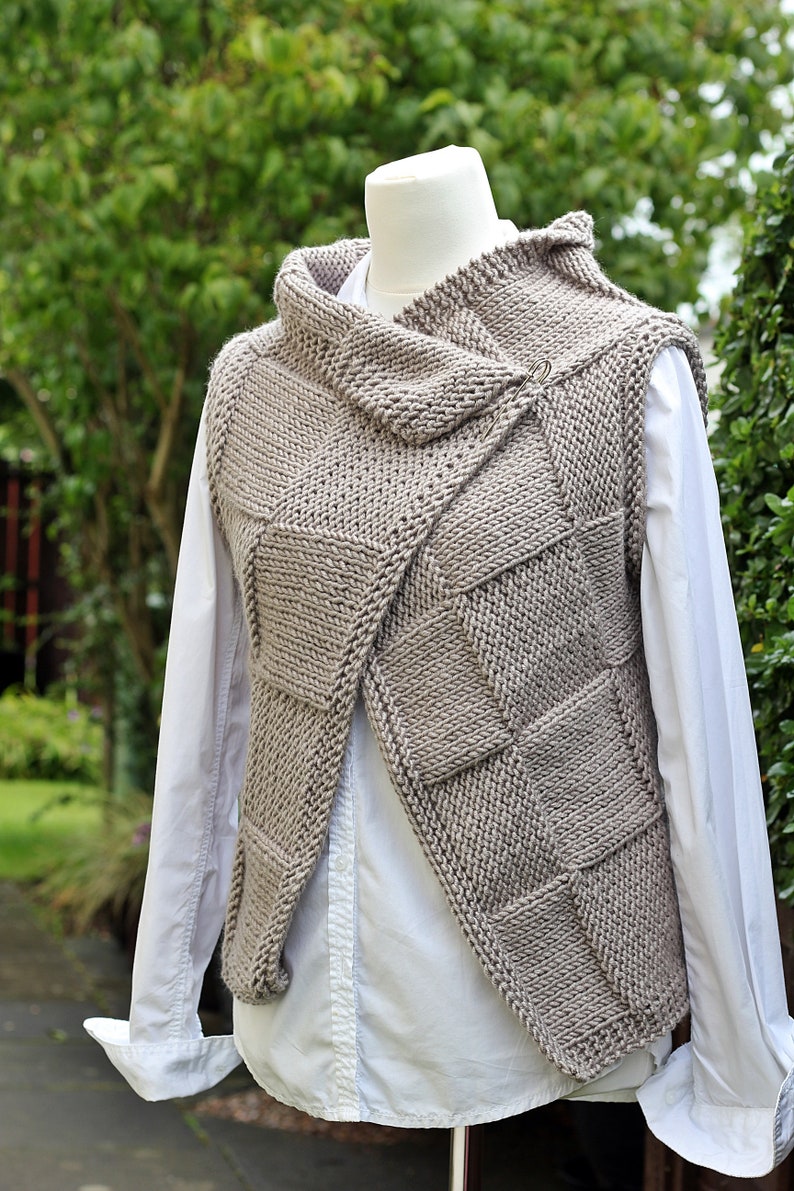 Tricot PATTERN Clay wrap, veste sans manches pour femmes, modèle de cardigan débutant sans couture Listing80 image 4