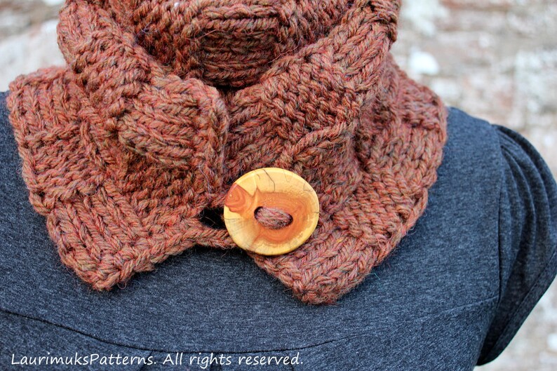 Scarf PATTERN knitting womens Bronze skinny button scarf Listing93 image 5