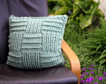 Chunky Knit Pillow Cover PATTERN – Eau De Nil Cushion, Beginner (English Only)