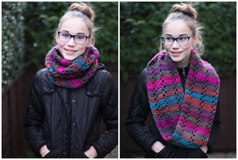 Crochet Lace Infinity Scarf Pattern – Wicked Cowl Snood (PDF Pattern ...