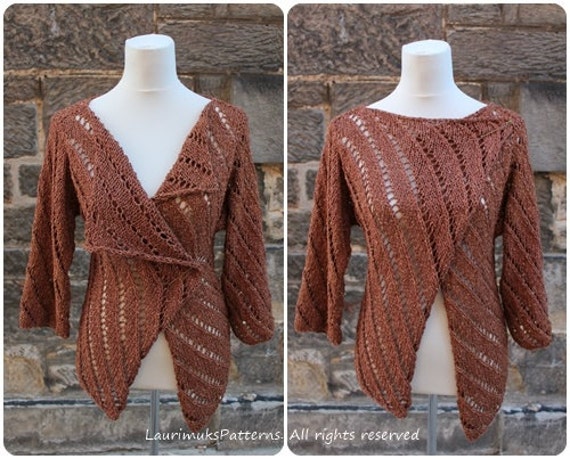 Knitting Pattern Summer Tweed Wrap Cardigan Jacket Clothing Patterns Laurimuks Listing151